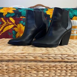 BP Black Leather Heeled Bootie